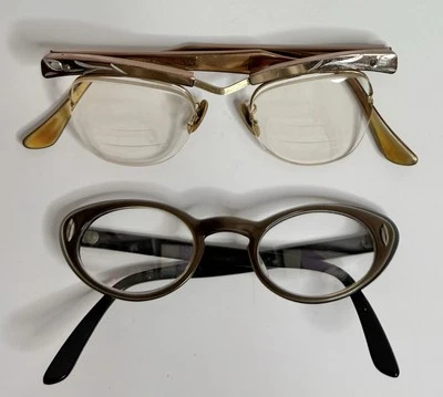 Lote (2) Anteojos de Gato Damas Bausch Lomb Años 50 B&L 4 1/4 – 5 1/2 De Colección Foto 1 de 4