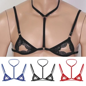 Hohe Qualität Herren Satin BH Satin Bra Bequem Mehrfarbig Mode Nylon Sissy - Picture 1 of 21