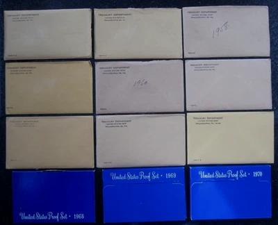 (Set of 12) US Mint 90% Silver Proof 1956-1964 / 40% Silver Proof 1968-1970 Sets - Image 1 of 4