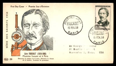 Mayfairstamps Francia FDC 1958 Leon Foucault Primer Día Cubierta aau_91579 Foto 1 de 2