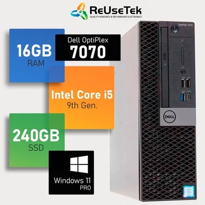 Dell OptiPlex 7070 SFF Intel Core i5-9500 3.00GHz 16GB RAM 240GB SSD Win 11 Pro - Image 1 of 4