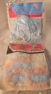 Vintage Andre Fantasies Satin Swirl Boudoir Damen Mütze Rüschen Schlafmütze rosa blau - Bild 1 von 9