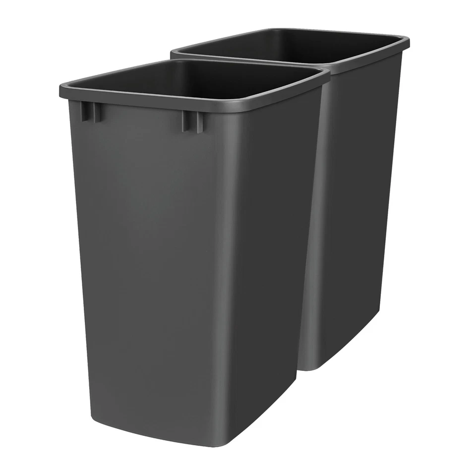 Rev-A-Shelf Polymer Replacement 35 qt. Trash Bin Black 2 Pack RV-35-18-2