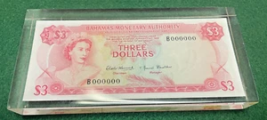 Bahamas $3 Specimen Unique in Lucite from Franklin Mint & QVC Founder J. Segel - Picture 1 of 3