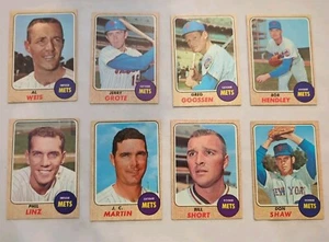 1968 Topps NY METS VINTAGE baseball Cards (8). Grote,Weis,Martin Etc. - Picture 1 of 10