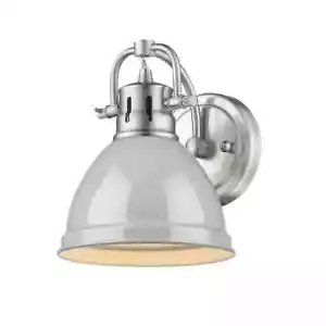 Golden Lighting Duncan Collection Pewter 1-Light Bath Sconce Light  Gray Shade - Picture 1 of 2