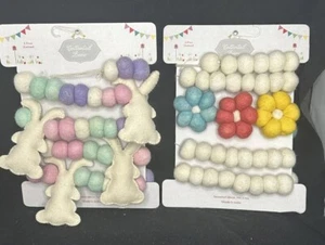Spring Easter Wool Garland 6ft Felt Eggs Cottontail Lane Flowers PriceFor1 - Picture 1 of 4