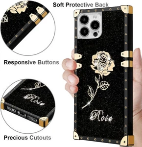 Diamond Bling Rose Phone Case For iPhone Samsung Huawei Honor Google LG Moto TCN - Picture 1 of 10