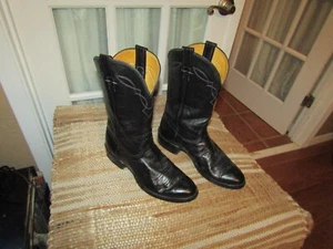 Nocona Black Smooth Ostrich Cowboy Western Boots Mens size 10 D Made in USA - Picture 1 of 11