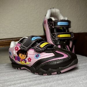 Dora the Explorer Hook/Loop Sneaker Shoes Non-Marking Soles Toddler Size 5