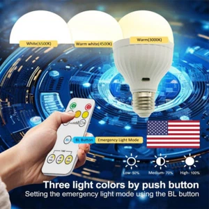 Emergency LED Rechargeable Battery Light Bulb Dimmable Remote Control RC Lamp  - Picture 1 of 27