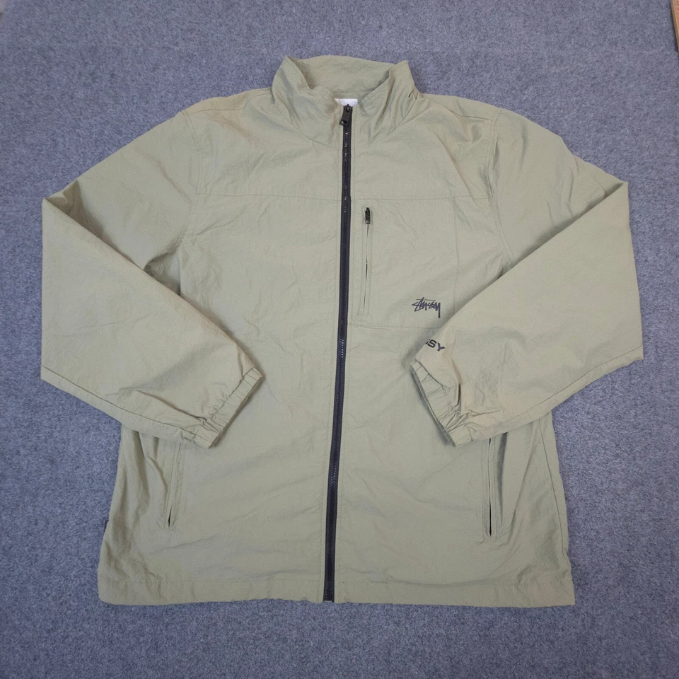 vintage Stussy Jacket Mens XLARGE biege y2k zip nylon winter long sleeve Size XL - Image 1 of 4