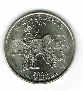 2000-D Denver Brilliant Uncirculated Massachusetts 6TH State Quarter Coin! - Picture 1 of 2