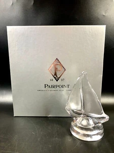 Pairpoint Glass Sailboat Paperweight in Box ~ 6.25" Clear - Picture 1 of 12