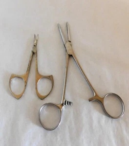 Pinzas de bloqueo de acero inoxidable Capenari / Hemistat Pakistán + tijeras para cutículas EE. UU. - Imagen 1 de 8