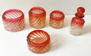 Perfume Bottle + 4 Colored Crystal Boxes Signed Baccarat Bamboo Model - Picture 1 of 4