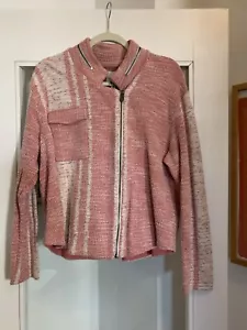 NWT NIC+ZOE Pink Striped Cotton Asymmetrical Bomber Jacket XXL - Picture 1 of 5