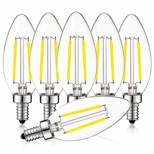 Luxrite 4W Vintage Candelabra LED Bulb Dimmable 5000K 400lm Blunt Tip E12 6-Pack - Picture 1 of 7