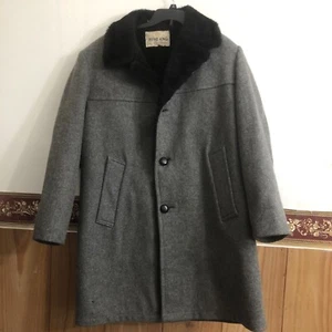 Vintage Zero King Trench Coat Jacket Mens Faux Fur Lined Wool Sz 42 Made in USA - Picture 1 of 9