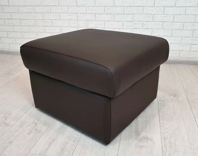 Braunes Echt Leder Hocker Sitzhocker Polsterhocker Puff Sitzwürfel 55x60 Würfel  - Bild 1 von 4