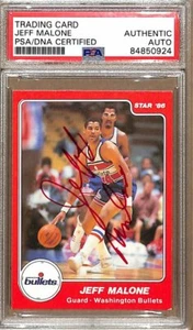 1985-86 Star Company #112 Jeff Malone Bullets tarjeta firmada/automática PSA/ADN 178983 - Imagen 1 de 2