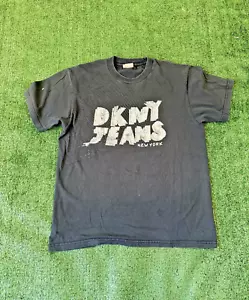 Vintage DKNY Jeans Shirt Mens L Spell Out Grunge Skater Graphic Tee Y2K FLAWS - Picture 1 of 9