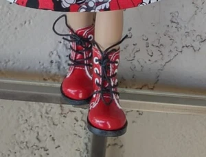 Lovely red laces and zipper boots for Dianna Effner 13"Little Darling doll - Picture 1 of 4
