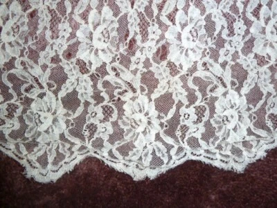 Reclaimed Antique French Alencon Net Lace Flounce 92"W 36"L white Period Costume - Image 1 of 4