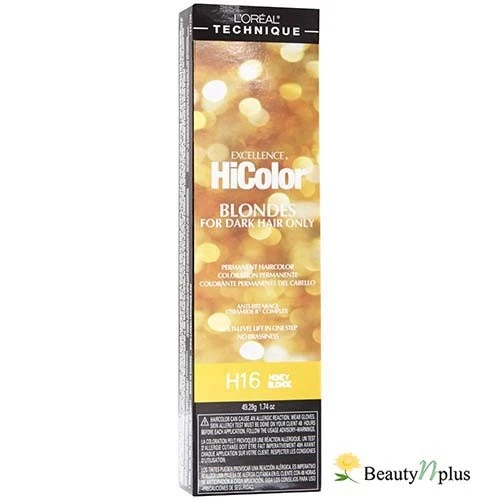 3 X Loreal Excellence HiColor Permanent Cream Hair Color - H16 Honey Blonde