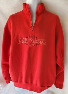 Detroit Red Wings Fanatic 1/4 Zip Men's Red Embroidered  Sweatshirt Sz. Lg. A30 - Picture 1 of 7
