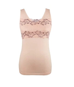 Rhonda Shear Lace-Overlay Tank with Shelf Bra in Pink (605017) , Size 1X - Picture 1 of 1