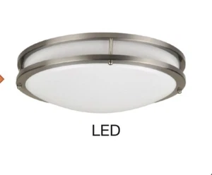 LED Ceiling Light Fixture Light Flush Mount Brushed Nickel Kitchen Hallway 16" - Picture 1 of 2