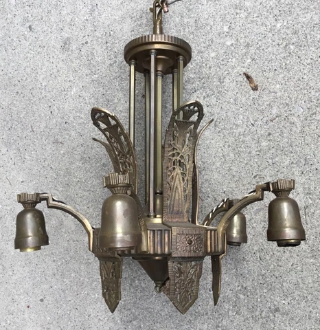 Antique Brass hanging hall lamp with 5 lamp holders Cover