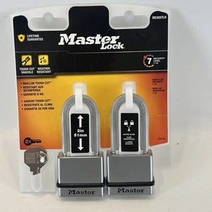 MASTER LOCK M530XTLH Heavy Duty Outdoor Padlock 2 Pack Keyed Alike 2” Shackle - Picture 1 of 4