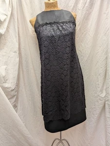 Vintage 1960's Black Rayon Lace Groovy Mod Cocktail Dress by Vicky Vaughn S - Picture 1 of 9