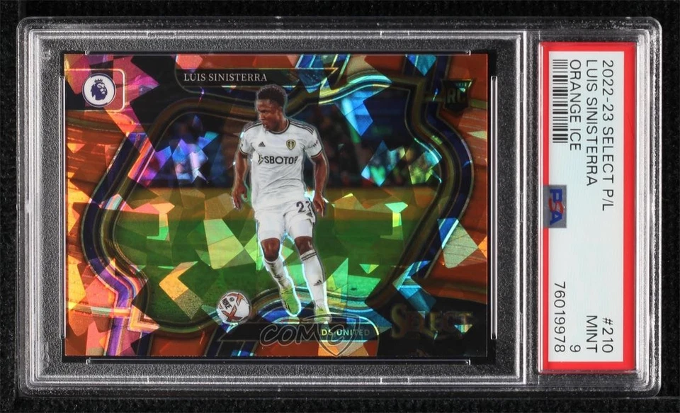 2022 Select Premier League Orange Ice Prizm /25 Luis Sinisterra PSA 9 Rookie RC - Image 1 of 2