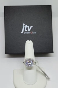 Anello di fidanzamento JTV Bella Luce argento sterling gambo diviso aureola ~ misura 8 - Foto 1 di 8
