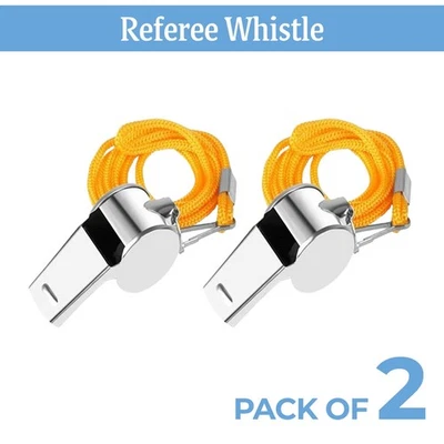2PCS METAL REFEREE WHISTLE WITH KEY RING SPORTS PE SCHOOL RUGBY FOOTBALL OUTDOOR - Image 1 of 4