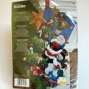 Bucilla Felt Christmas Stocking Kit 86278 Santa Elf Tree Appliqué Embroidery 18” - Picture 1 of 10