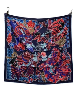 Hermes Silk Scarf Duels Oniriques Pierre Marie Pale Navy Tags No Box Used. - Picture 1 of 8