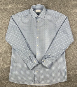 Eton Shirt Mens 16.5 Contemporary Fit Blue Geometric Print Lyocell Blend - Picture 1 of 6