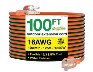 Go Green Power Inc. 16/3 100 Fuß Außen-Verlängerungskabel - Schwerlast, beleuchtet E... - Bild 1 von 7