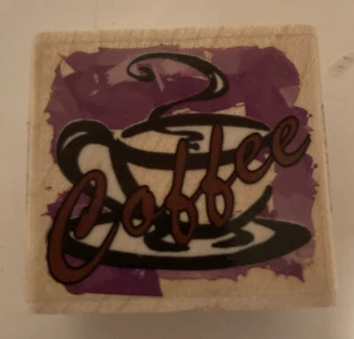 Sello de goma en bloque de madera montado Coffee Time Stampabilities DE COLECCIÓN 1999 C1021 Foto 1 de 4
