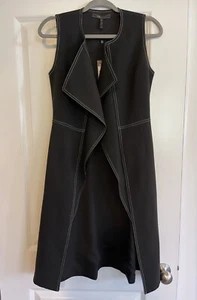 NWT BCBG MaxAzria Zena Black Ruffle Longline Zip Up Tunic Vest XXS - Picture 1 of 6