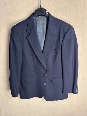 Blazer Henry Grethel Azul Marino Sólido 40R 100% Lana EE. UU. Dos Botones Chicago Nueva York Foto 1 de 4
