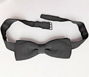 Vintage black pique bow tie buckle fastening fits collar size 13" to 18" - Picture 1 of 2