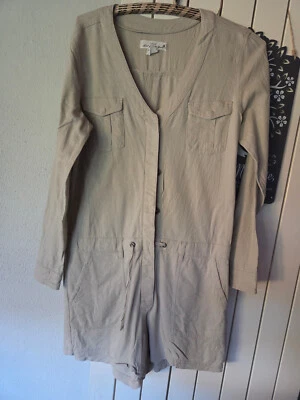 LEINEN Hosenanzug Einteiler Hosenkleid beige Gr.38/S Oversize Look - Bild 1 von 3