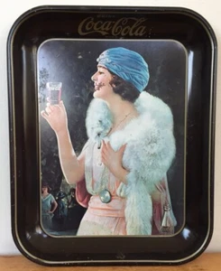 Vtg Antique Style Coca Cola Coke Turban Flapper Girl Mink Coat Serving Tray 13" - Picture 1 of 5