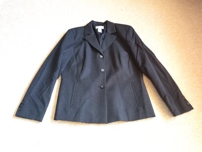 Womens Jacket-PENDLETON-charcoal grey wool blend lined 3 button blazer ls-6 - Image 1 of 4