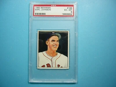 1950 BOWMAN MLB BASEBALL CARD #188 EARL JOHNSON PSA 6 EX/NM SHARP!! '50 GL - Image 1 of 4